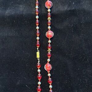 Venetian glass or Murano glass Italy circa 1997  Red Beaded Necklace